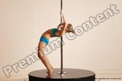 Underwear Gymnastic poses Woman White Moving poses Slim long blond Dynamic poses Academic